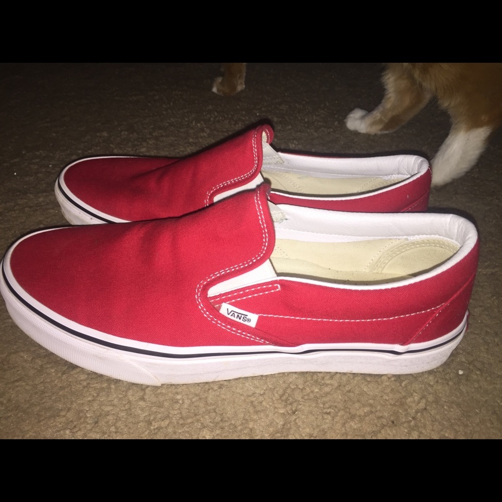 Red Vans Mens Slipon